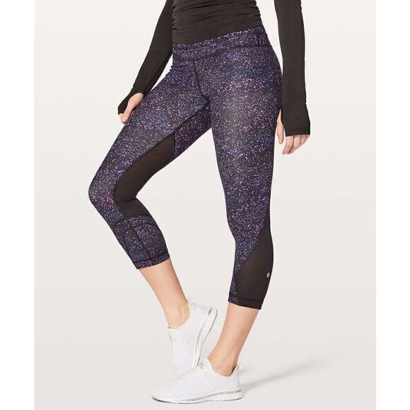 Lululemon Inspire Crop II Size 4 Crystalline Black Full On Luxtreme Mesh W6AMNS - Picture 12 of 12